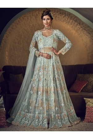 Embellished Multiple Cording Work With Crystal & Ready Lace																																	